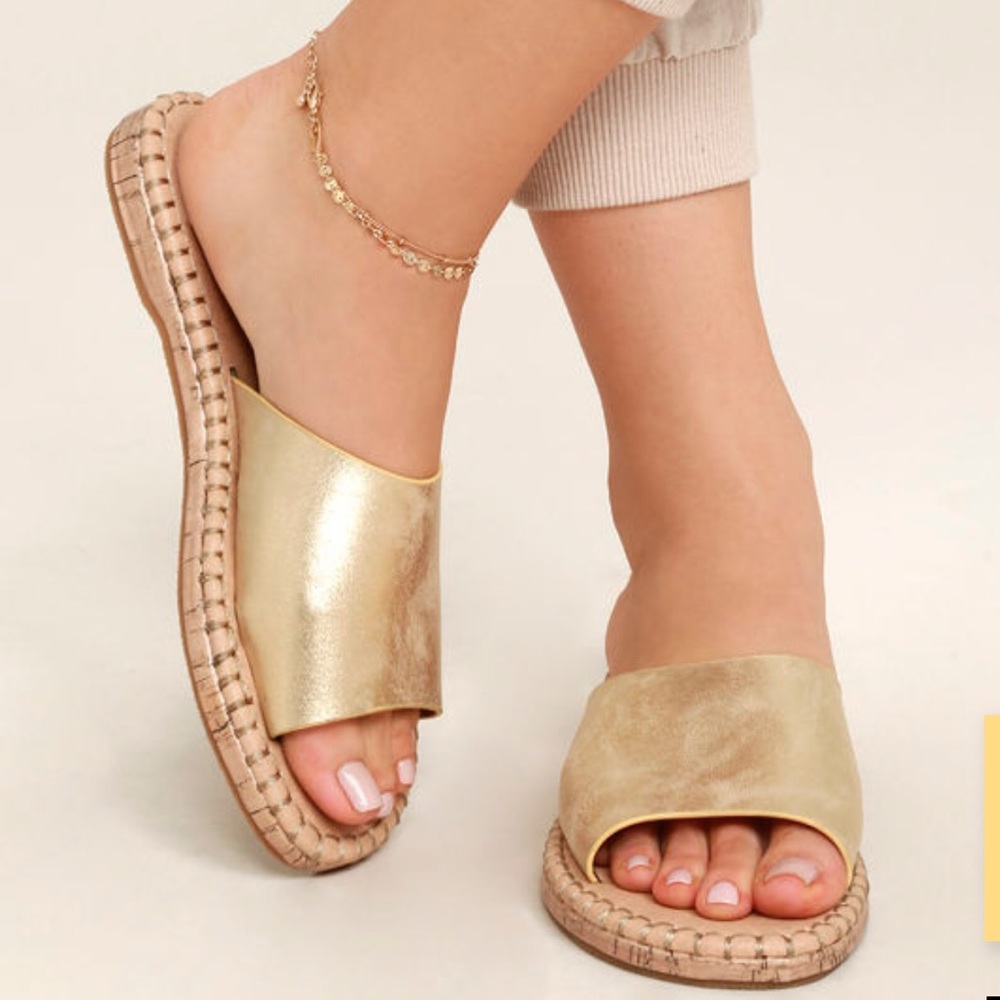 Report Gold Slide Sandals